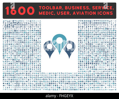 Standorte-Symbol mit großen Piktogramm-Sammlung Stockfoto