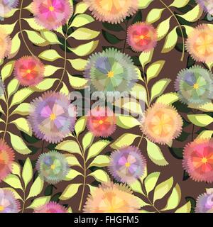 Nahtlose Blumenmuster. Vektor Blumen mit Zweigen und Blättern Stock Vektor