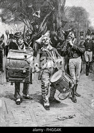 Amerikanischer Unabhängigkeitskrieg (1775-1783). Der Unabhängigkeitstag zu feiern. Kupferstich von Gilbert Gaul. Stockfoto