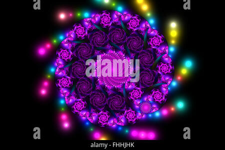 Abstrakte Fraktal-Fantasie violett-Muster und Formen. Fraktale Grafiken für kreatives Design, Flyer Deckel, Interieur, Poster. Stockfoto