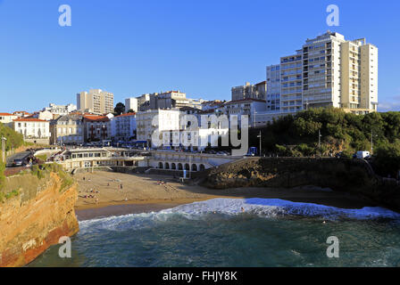 Der Strand von Port-Vieux in Biarritz, Pyrenäen Atlantiques, Aquitaine, Frankreich Stockfoto