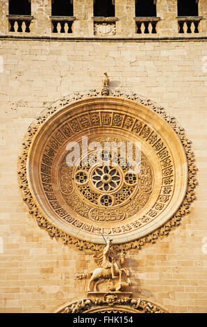 Mallorca, Balearen, Spanien: die Rosette von der Basilika des Heiligen Franziskus in Palma Stockfoto