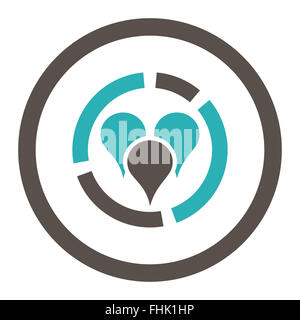 Geo-Diagramm flach grau und blaugrünen Farben abgerundeten Glyphe Symbol Stockfoto