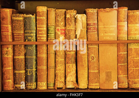 Mallorca, Mallorca, Balearen, Spanien, Europa: alte Bücher in der Bibliothek des Königlichen Karthäuserkloster in Valldemossa Stockfoto