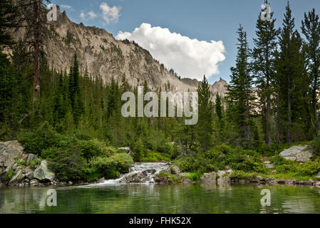 ID00423-00... IDAHO - kleine Kaskade unter Alice See in die Sawtooth Wilderness Area. Stockfoto