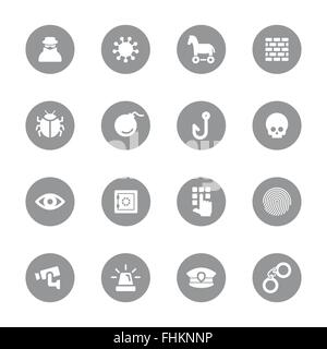 [EPS10] graue flache Icon-Set 7 auf Kreis für Web-Design, User-Interface (UI), Infografik und mobile apps Stock Vektor