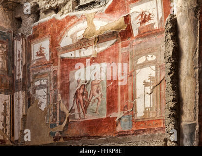 Wand-Fresko in der Halle des Augustals bei Herculaneum Stockfoto