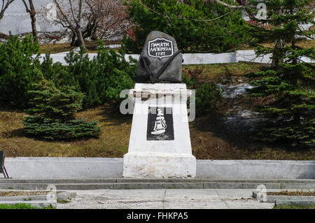 Denkmal zu Ehren den 1787-Besuch des Seemanns Jean-François de Galaup, Comte de Lapérouse, Petropavlovsk-Kamchatskiy, Russland. Stockfoto