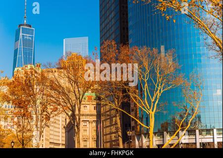 New York City Herbst. Stadtbild von Lower Manhattan, New York City, Vereinigte Staaten von Amerika. Stockfoto