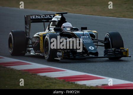 Montmelo, Spanien. 25. Februar 2016. Fahrer Kevin Magnussen.  Team-Renault Sport. Formel 1 Testtage am Circuit de Catalunya. Montmelo, Spanien. 25. Februar 2016 Credit: Miguel Aguirre Sánchez/Alamy Live-Nachrichten Stockfoto