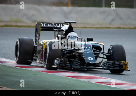 Montmelo, Spanien. 25. Februar 2016. Fahrer Kevin Magnussen.  Team-Renault Sport. Formel 1 Testtage am Circuit de Catalunya. Montmelo, Spanien. 25. Februar 2016 Credit: Miguel Aguirre Sánchez/Alamy Live-Nachrichten Stockfoto