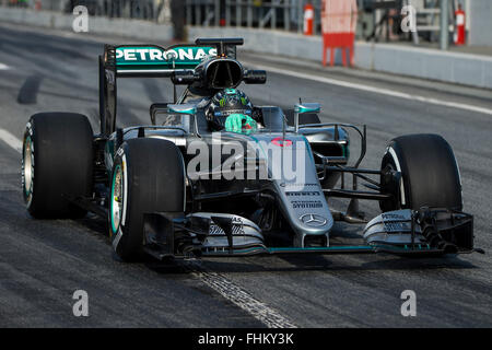 Montmelo, Spanien. 25. Februar 2016. Fahrer Nico Rosberg.  Mercedes-Team. Formel 1 Testtage am Circuit de Catalunya. Montmelo, Spanien. 25. Februar 2016 Credit: Miguel Aguirre Sánchez/Alamy Live-Nachrichten Stockfoto