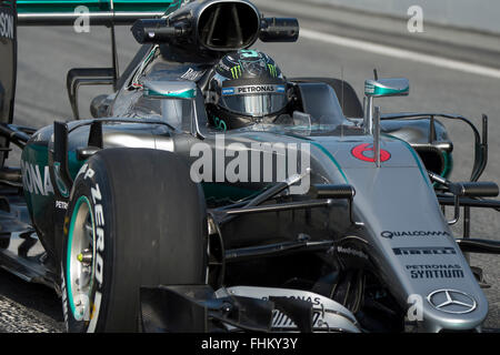 Montmelo, Spanien. 25. Februar 2016. Fahrer Nico Rosberg.  Mercedes-Team. Formel 1 Testtage am Circuit de Catalunya. Montmelo, Spanien. 25. Februar 2016 Credit: Miguel Aguirre Sánchez/Alamy Live-Nachrichten Stockfoto