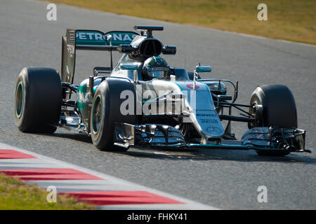 Montmelo, Spanien. 25. Februar 2016. Fahrer Nico Rosberg.  Mercedes-Team. Formel 1 Testtage am Circuit de Catalunya. Montmelo, Spanien. 25. Februar 2016 Credit: Miguel Aguirre Sánchez/Alamy Live-Nachrichten Stockfoto