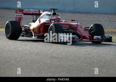 Montmelo, Spanien. 25. Februar 2016. Fahrer Räikkönen.  Ferrari-Team. Formel 1 Testtage am Circuit de Catalunya. Montmelo, Spanien. 25. Februar 2016 Credit: Miguel Aguirre Sánchez/Alamy Live-Nachrichten Stockfoto