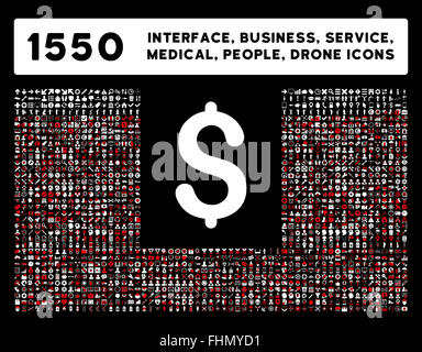 Schnittstelle, Geschäft, Werkzeuge, Menschen, Medizin, vergibt Vektor-Icons Stockfoto