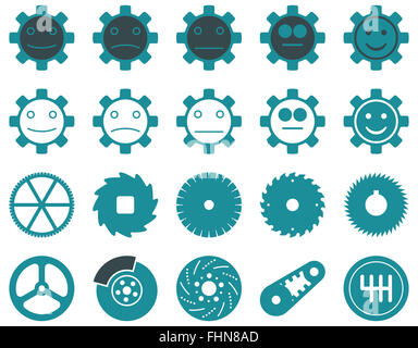 Werkzeuge und Lächeln Zahnräder Icons Stockfoto