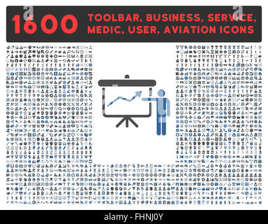 Projekt-Präsentation-Symbol mit großen Piktogramm-Sammlung Stockfoto