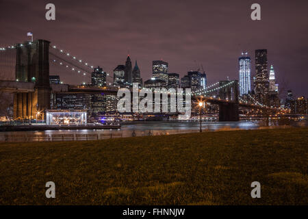 Brooklyn Bridge & Lower Manhatten - ein Blick von Brooklyn Stockfoto