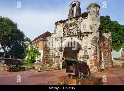 Ruinen von der Kota eine Famosa portugiesischen Festung in Malacca, Malaysia Stockfoto