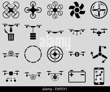 Luft-Drohne und Quadcopter Symbole Stockfoto