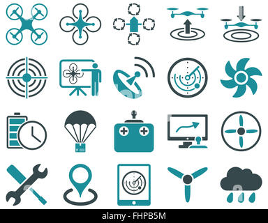 Luft-Drohne und Quadcopter Symbole Stockfoto