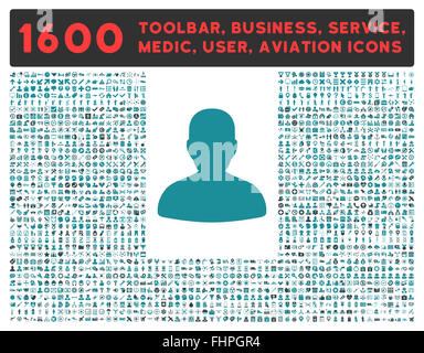 Avatar-Symbol mit großen Piktogramm-Sammlung Stockfoto