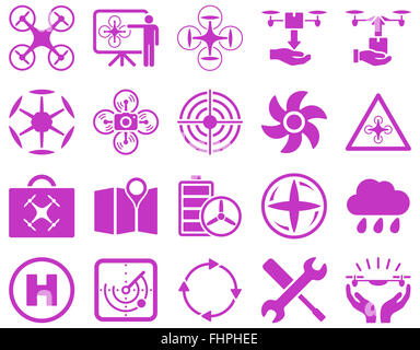 Luft-Drohne und Quadcopter Symbole Stockfoto