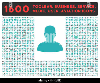 Avatar-Symbol mit großen Piktogramm-Sammlung Stockfoto