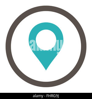 Kartenmarkierung flach grau und blaugrünen Farben abgerundeten Raster-Symbol Stockfoto