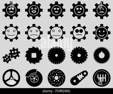 Werkzeuge und Lächeln Zahnräder Icons Stockfoto