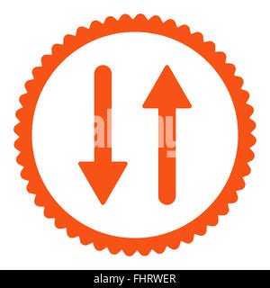 Pfeile Exchange vertikale flach orange Farbe runden Stempel-Symbol Stockfoto