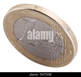 Alten ein-Euro-Münze isoliert auf einem weißen Hintergrund. Datei enthält Beschneidungspfade. Stockfoto