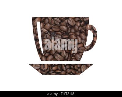 Kaffeebohnen in der Form einer Kaffeetasse Stockfoto