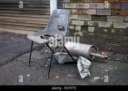 Hochwasserschäden in Radcliffe, Manchester. Zerstörung und Beschädigung durch den Weihnachtstag Überschwemmungen im Jahr 2016 Stockfoto