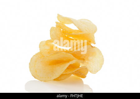 Kartoffel chips isolierten auf weißen Hintergrund. Stockfoto