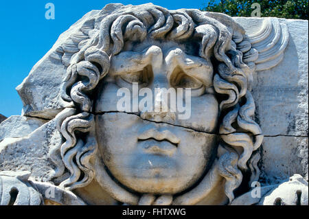 Tempel des Apollo, Didyma, Didim, Medusenhaupt, Provinz Aydin, Türkei Stockfoto