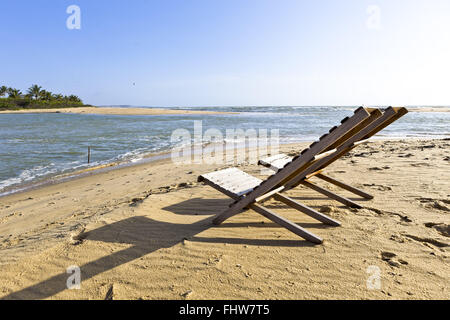 Bar am Strand in Rio Caraíva Caraíva - Bezirk von Porto Seguro Stockfoto