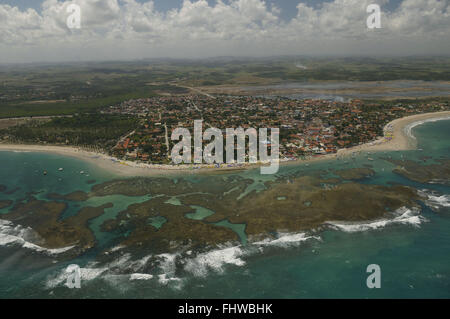 Strand von Porto de Galinhas - Luftbild Stockfoto