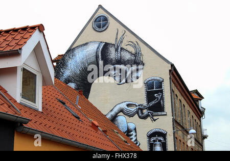 Streetart Aalborg Nord-Jütland, Dänemark, Scandinavia Stockfoto