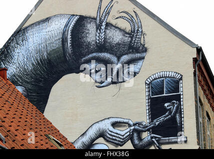 Streetart Aalborg Nord-Jütland, Dänemark, Scandinavia Stockfoto