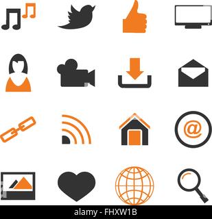 Social-Media web-Symbole für User Interfacedesign Stock Vektor
