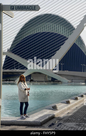 Die Selfie bei Ciudad de Las Artes y Las Ciencias, Valencia, Spanien Stockfoto