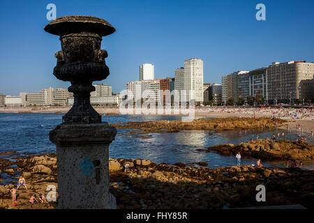 Riazor Strand, Coruña Stadt, Galicien, Spanien Stockfoto