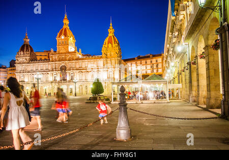 Rathaus, Plaza de María Pita, Coruña Stadt, Galicien, Spanien Stockfoto