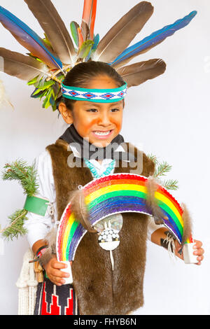 Santa Fe Indian Market Modenschau Native American New Mexico traditionell, 'SWAIA' südwestlichen Association for Indian Arts Stockfoto