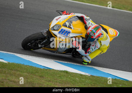 Phillip Island, Australien. 27. Februar 2016. Freitag, 26. Februar 2016. Phillip Island, Australien. Freies Training Nr. 2. Nicolas Terol, Schmidt Racing FIM Supersport Weltmeisterschaft, Runde 1. Bildnachweis: Russell Hunter/Alamy Live-Nachrichten Stockfoto