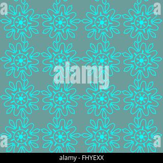 Türkis abstrakte Spitze Blumen auf Türkis Hintergrund. Drucken. Digitalen Hintergrund Vektor nahtlose Muster Stock Vektor