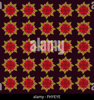 Burgund rot Blumen auf dunklem Hintergrund. Nahtlose digitale Vektor Hintergrundmuster. Stock Vektor