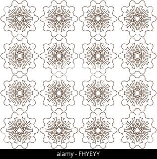 Braune abstrakte Spitze Blumen auf dem weißen Hintergrund. Drucken. Digitalen Hintergrund Vektor nahtlose Muster Stock Vektor